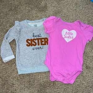 2 Little Sister themed Tops - 18 months